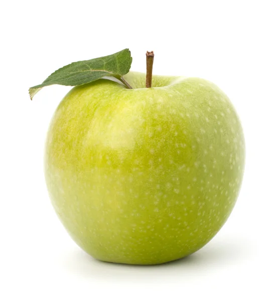 Manzana verde dulce con hoja — Foto de Stock