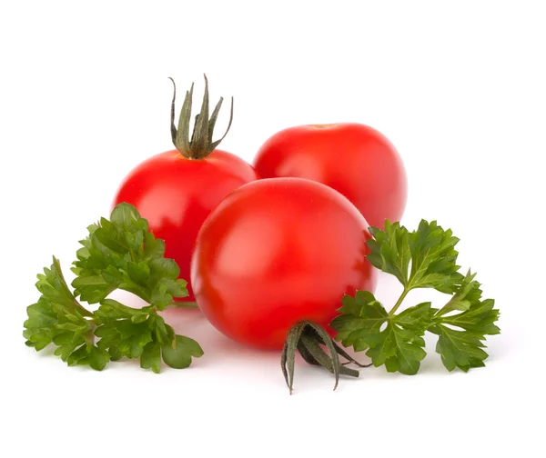 Små körsbär tomat och persilja krydda — Stockfoto