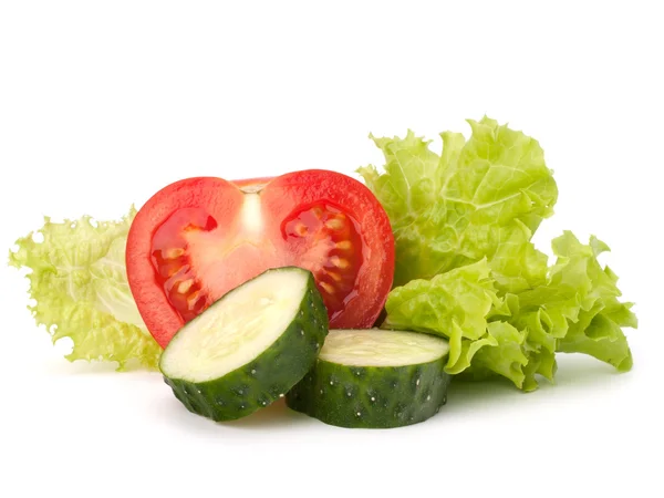 番茄、 黄瓜蔬菜和生菜沙拉 — 图库照片