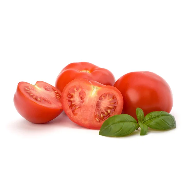 Tomat och basilika blad — Stockfoto