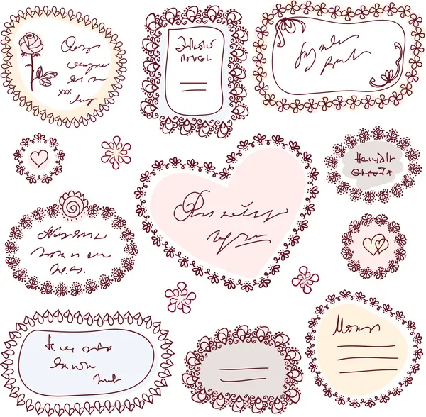 Χαριτωμένο doodle floral διάνυσμα σύνολο πλαίσιο — Διανυσματικό Αρχείο