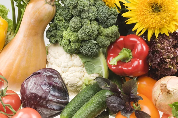 Nagy csoportja objektumok növényi élelmiszer — Stock Fotó