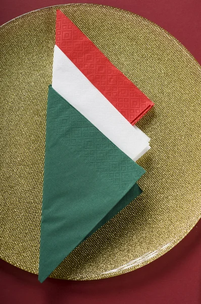 Italian flag made from paper napkin — Stock Photo, Image