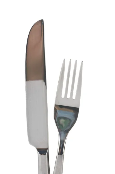 Forchetta e coltello su bianco — Foto Stock