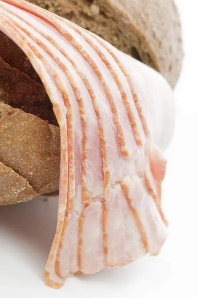 Raw bacon with bread — ストック写真