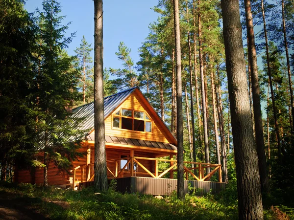 Maison en rondins dans la forêt — Photo