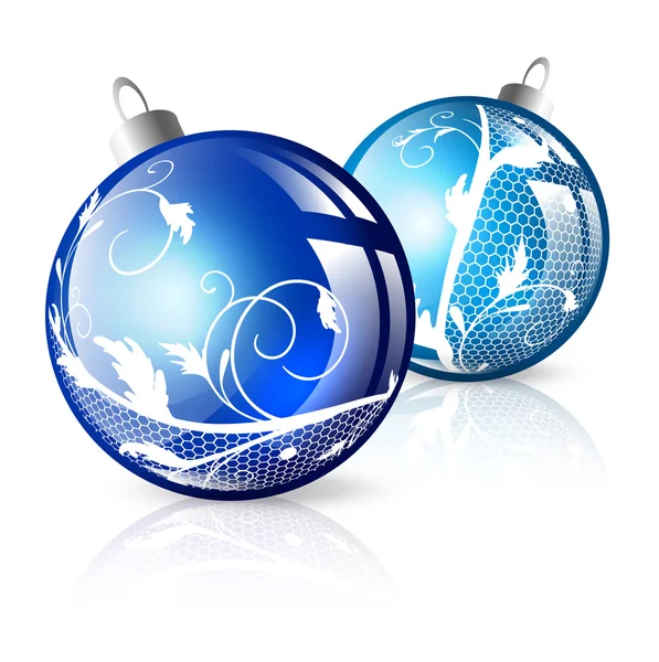 New year blue decorated balls — Stock Vector