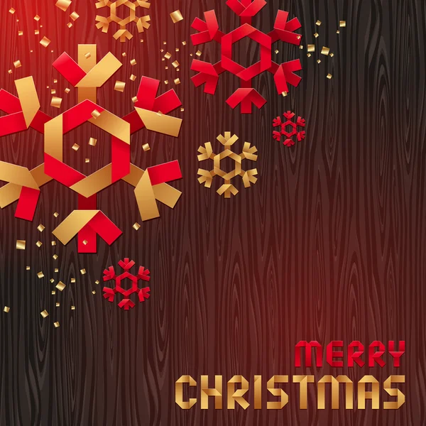 Kerstmis illustratie met decoratief papier sneeuwvlokken — Stockvector