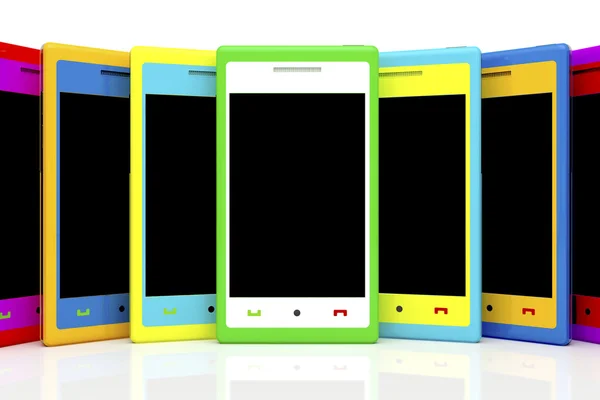 Vícebarevné smartphone — Stock fotografie