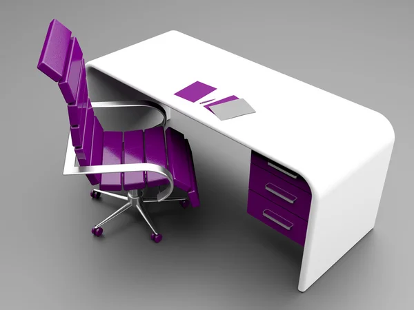 Elegante lugar de trabajo en colores púrpura y blanco — Foto de Stock
