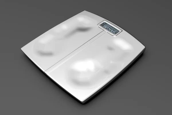 Metal weight scale with footprints — Stock Photo, Image