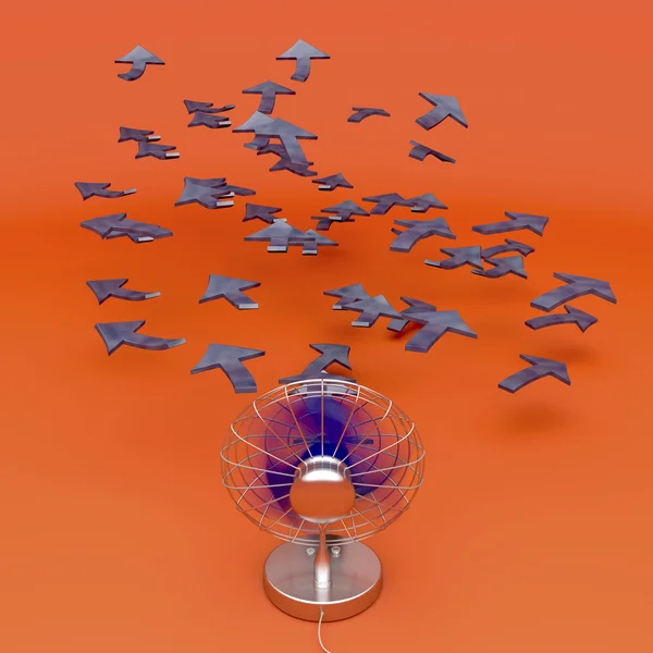 Творческая концепция с вентилятором — стоковое фото