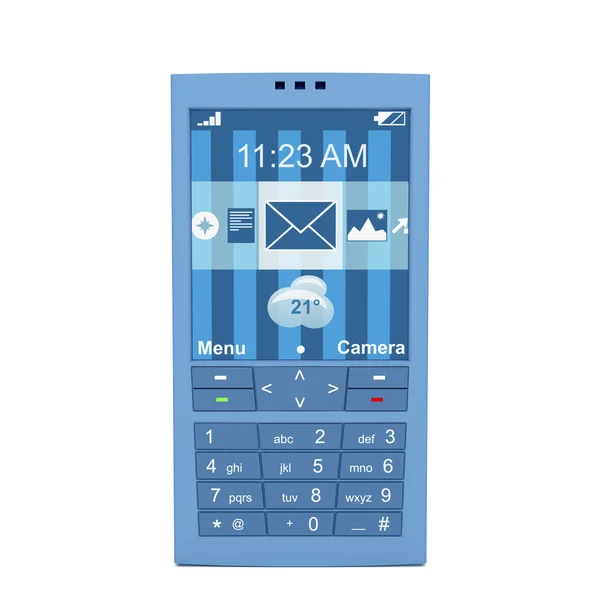 Modrý mobilní telefon — Stock fotografie