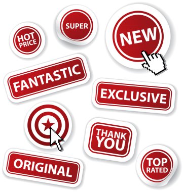 Cool set of vector red stickers clipart