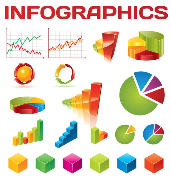 Renkli Infographic vektör toplama — Stok Vektör