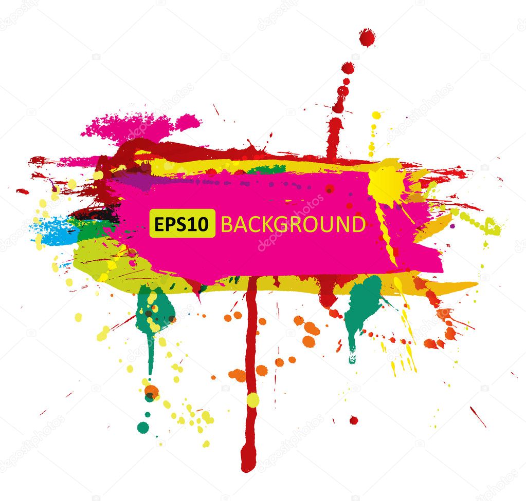 Colorful grunge banner with ink splashes