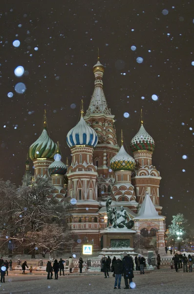 Noite de Inverno na Praça Vermelha — Fotografia de Stock