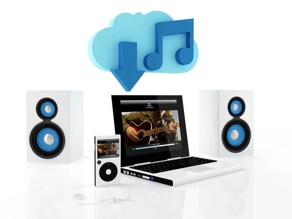 Musik-Cloud herunterladen — Stockfoto