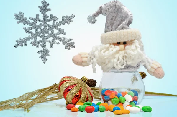 Christmas candy and santa — Stock Photo, Image