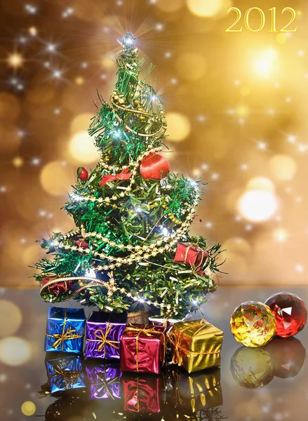 Díszített karácsonyfa fenyő — Stock Fotó