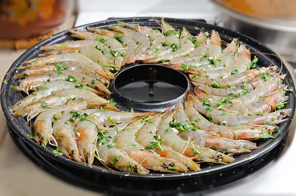 Shrimp and parsley cooked close up — Stock Photo, Image