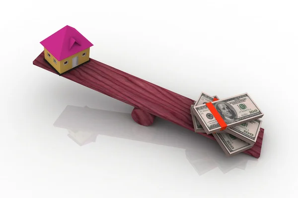 Casa e dinheiro em escala bordo — Fotografia de Stock