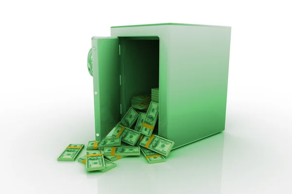Стальной сейф с деньгами — стоковое фото