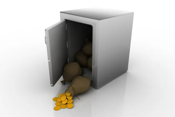 Steel safe with money — Stock Photo, Image