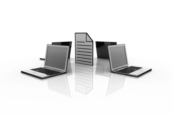 Abstrakt laptop och filer — Stockfoto