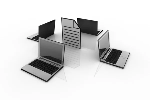 Abstract laptop and files — Stock Photo, Image