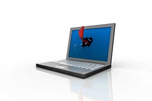 Pijlen afsluiten door een beeldscherm van een laptop — Stockfoto