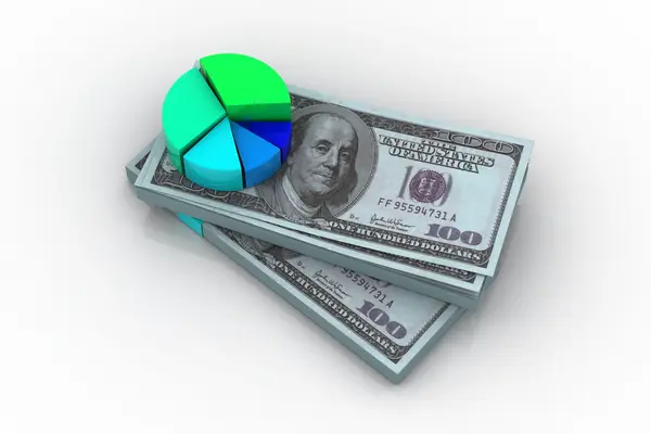 Dollar note and pie chart — Stock Photo, Image