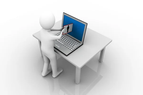 Laptop en man, communicatieconcept — Stockfoto