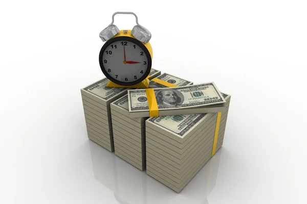El tiempo es concepto de dinero con reloj y monedas —  Fotos de Stock