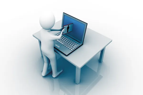 Laptop und Mensch, Kommunikationskonzept — Stockfoto