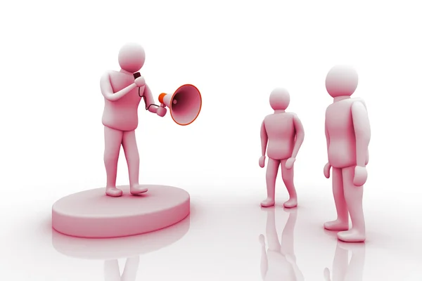 Man with Megaphone and audience — Stock Photo, Image