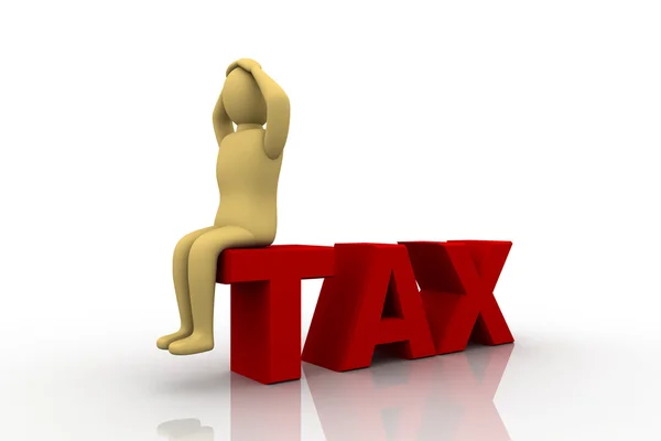 Платник податків збанкрутував високими податками в слові TAX — стокове фото