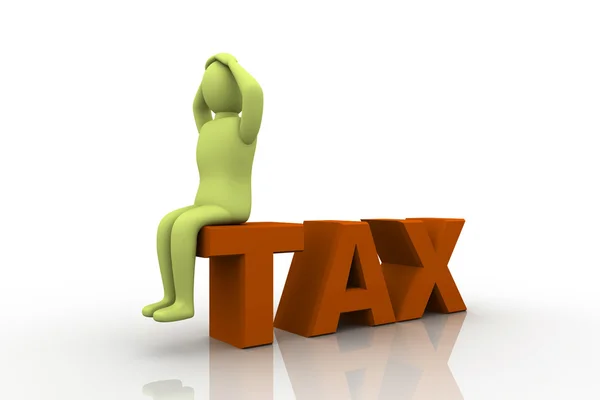 Il contribuente rovinato in bancarotta da tasse elevate siede nella parola TAX — Foto Stock