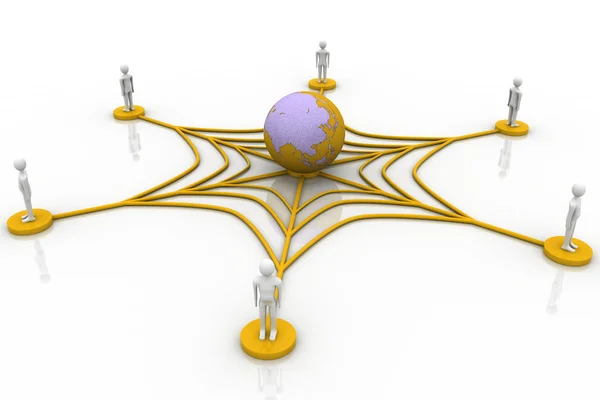 Küresel bir ağ. 3D görüntü. — Stok fotoğraf