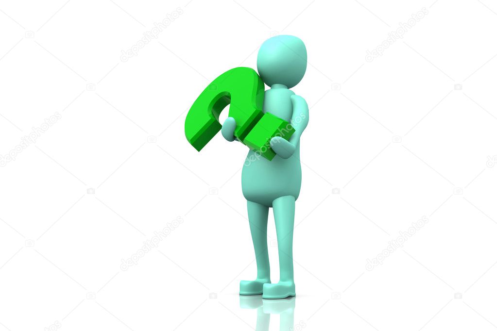 3d character with question mark