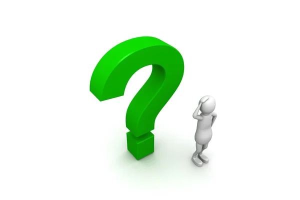 3d character with question mark — Stock Photo, Image
