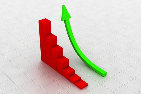 Gráfico 3d mostrando aumento nos lucros — Fotografia de Stock