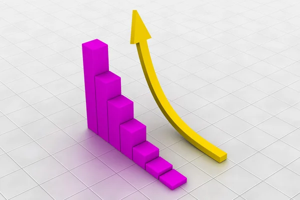 Grafico 3d che mostra l'aumento dei profitti — Foto Stock