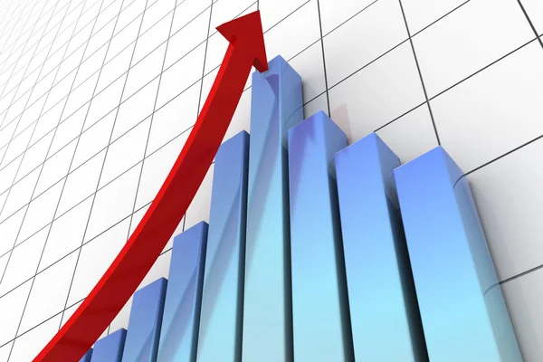 Estadísticas de negocios financieros y flecha 3d —  Fotos de Stock