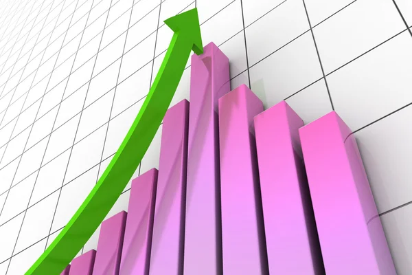 Estadísticas de negocios financieros y flecha 3d —  Fotos de Stock