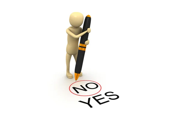 3d man choosing between yes and no — Stock Photo, Image
