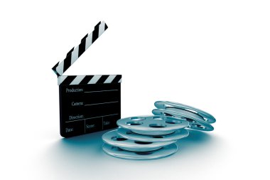 3D film nesneleri, kırpma makası ve reel rulo