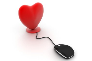 bir bilgisayar fare bağlı kalp