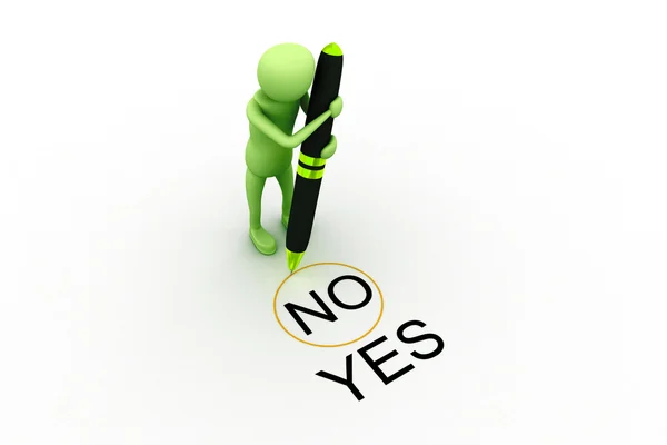 3d man choosing between yes and no — Stock Photo, Image