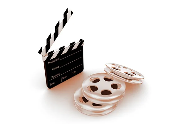 3d film oggetti, clipper e bobina rotolo — Foto Stock